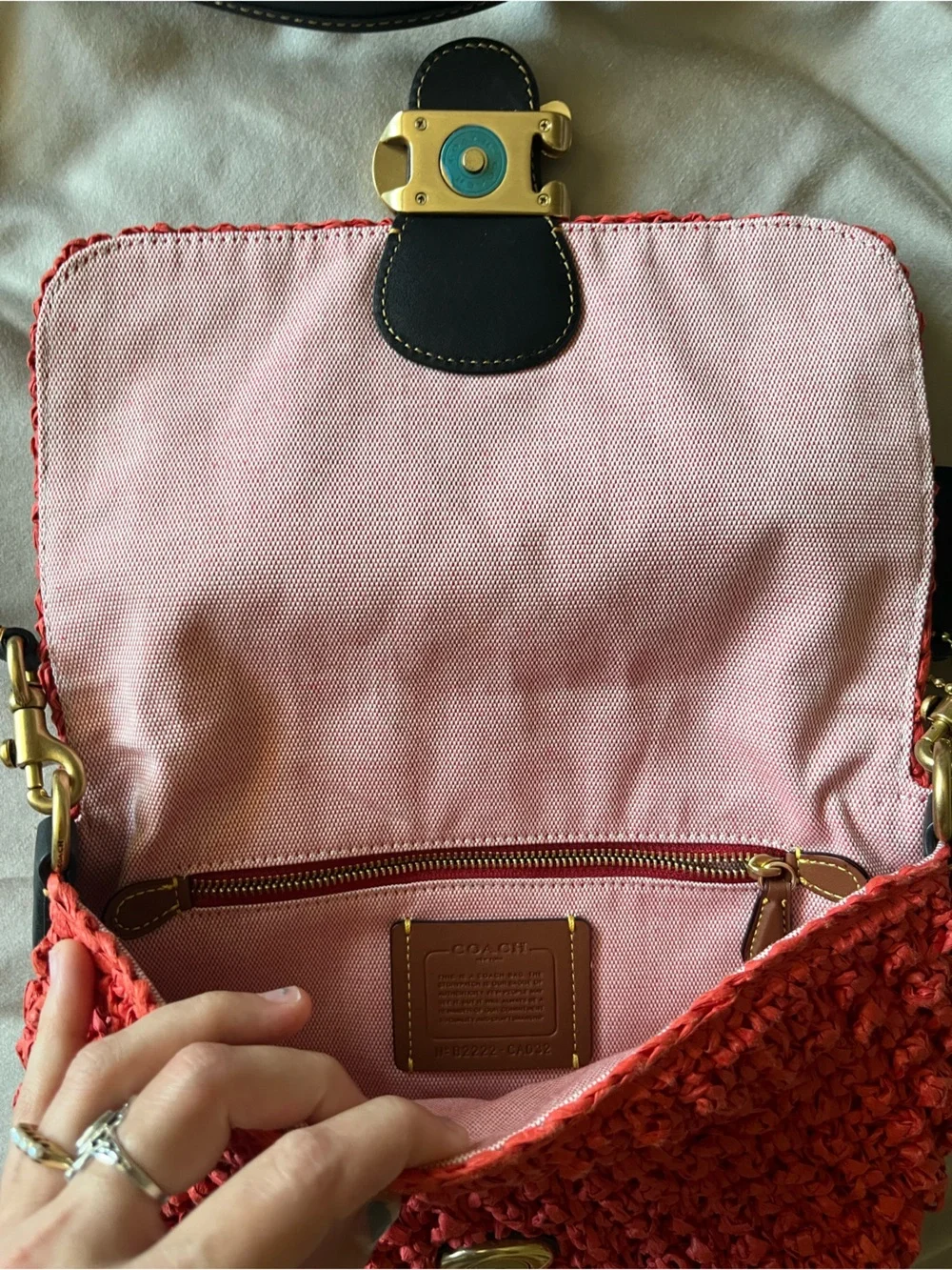 Coach crochet raffia bag